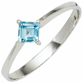 Ring 925 Silber mit Blautopas Carré-Form