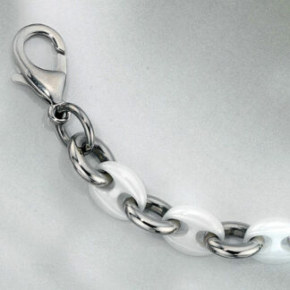 Armband Edelstahl mit weißer Keramik
