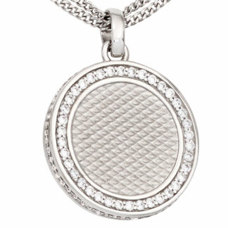 Collier 2-reihig mit Anhänger rund 925 Silber Zirkonia
