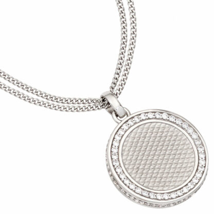 Collier 2-reihig mit Anhänger rund 925 Silber Zirkonia – Bild 2