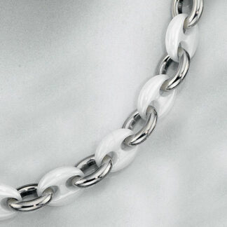 Collier Edelstahl mit weißer Keramik
