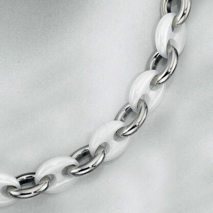 Collier Edelstahl mit weißer Keramik