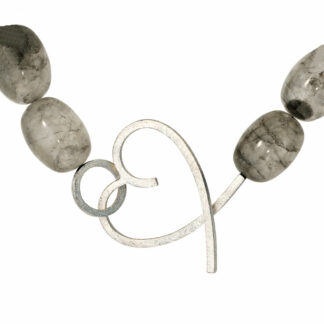Collier Grau Quarz "Herz" 925 Silber