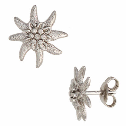 Ohrstecker "Edelweiß" 925 Silber teilmattiert