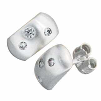 Ohrstecker 925 Silber/mattiert mit Zirkonia weiß