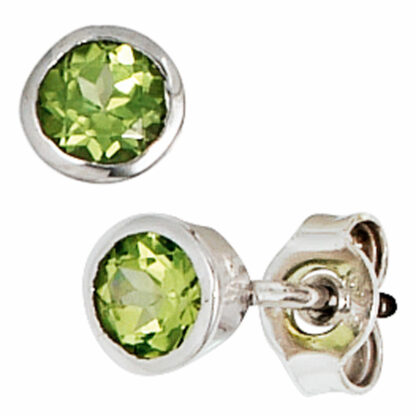 Ohrstecker 925 Silber mit Peridoten rund