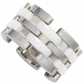 Ring Edelstahl mit Keramik weiß