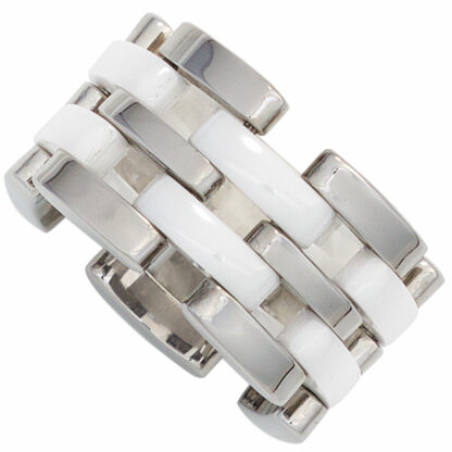 Ring Edelstahl mit Keramik weiß