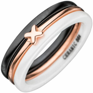 Ring 925 Silber mit Keramik tricolor