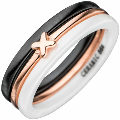 Ring 925 Silber mit Keramik tricolor