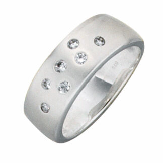 Ring 925 Silber/mattiert mit Zirkonia weiß
