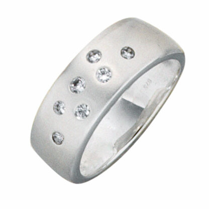 Ring 925 Silber/mattiert mit Zirkonia weiß