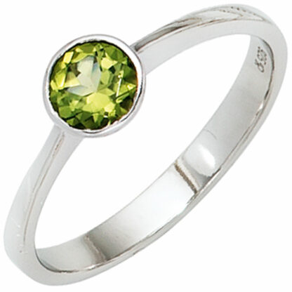 Ring 925 Silber mit Peridot rund