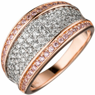 Ring 925 Silber/rotvergoldet mit Zirkonia weiß/rosa
