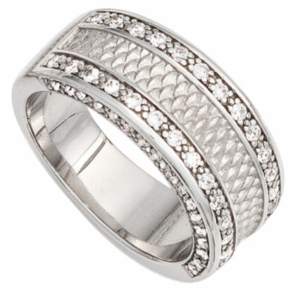 Ring 925 Silber strukturiert mit Zirkonia weiß