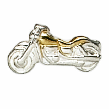 Einzel-Ohrstecker "Motorrad" 925 Silber/teilvergoldet