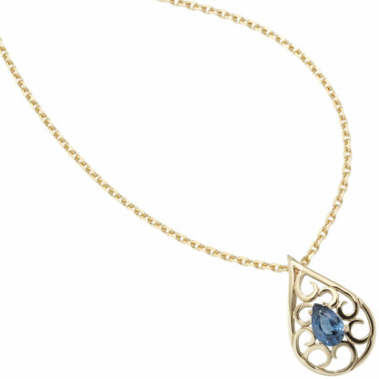 Anhänger 585 Gelbgold mit Blue Saphir Tropfen – Bild 2