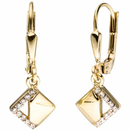 Boutons 333 Gelbgold mit Zirkonia weiß rautenförmig