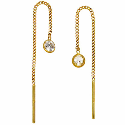 Durchzieh-Ohrhänger 333 Gelbgold mit Zirkonia weiß
