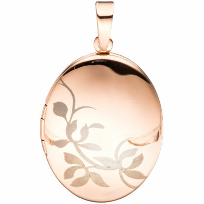 Medaillon oval Edelstahl PVD rotgoldfarben