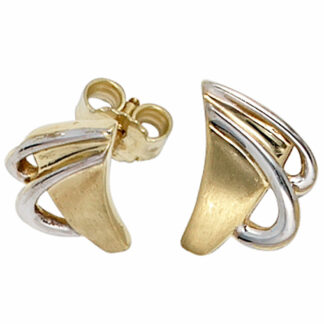 Ohrstecker 333 Gelbgold bicolor abstrakt