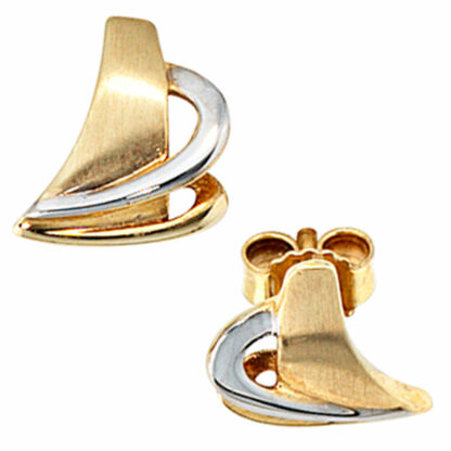 Ohrstecker 333 Gelbgold bicolor abstrakt – Bild 2