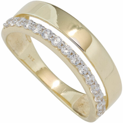 Ring 333 Gelbgold mit Zirkonia weiß bicolor