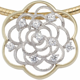 Anhänger "Blume" 333 Gelb-/Weißgold mit Zirkonia weiß
