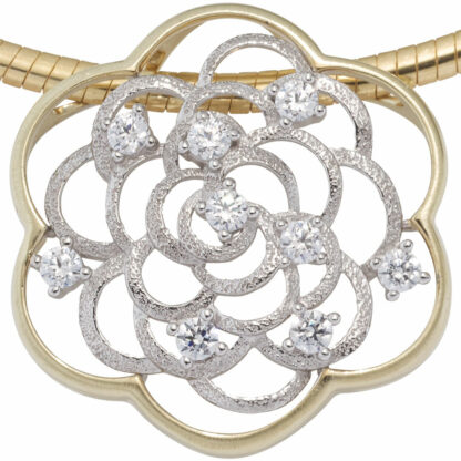 Anhänger "Blume" 333 Gelb-/Weißgold mit Zirkonia weiß