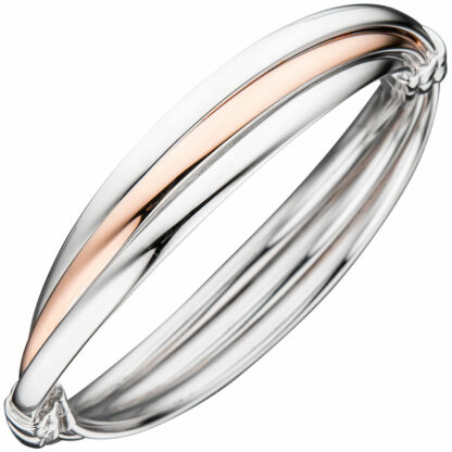 Armreif 3-reihig 925 Silber/teilrotvergoldet oval