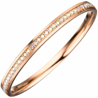 Armreif Edelstahl/PVD rotgoldfarben mit SWAROVSKI ELEMENTS weiß