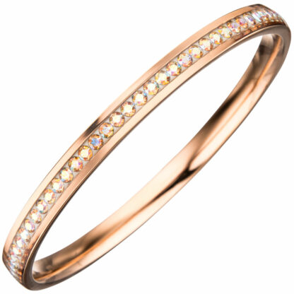 Armreif Edelstahl/PVD rotgoldfarben mit SWAROVSKI ELEMENTS weiß