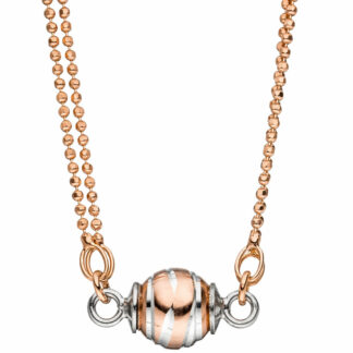 Collier 2-reihig mit Kugel-Anhänger 925 Silber/teilrotvergoldet