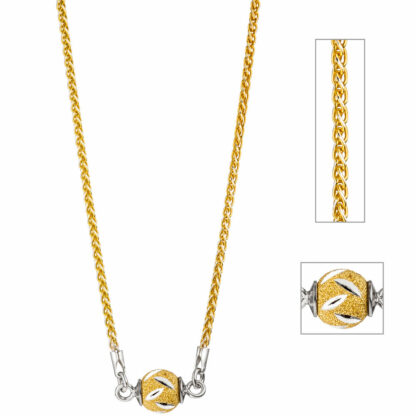 Collier mit Kugel-Anhänger 925 Silber/teilvergoldet