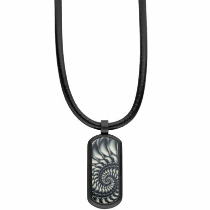 Collier Leder schwarz mit Anhänger Fraktal