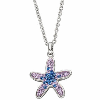 Collier "Seestern" Edelstahl mit SWAROVSKI ELEMENTS blau/lila