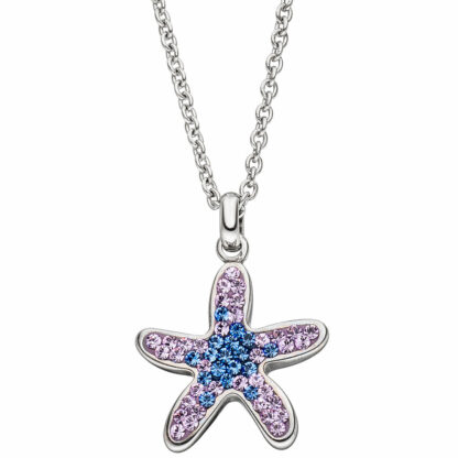 Collier "Seestern" Edelstahl mit SWAROVSKI ELEMENTS blau/lila