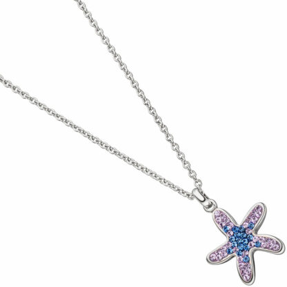 Collier "Seestern" Edelstahl mit SWAROVSKI ELEMENTS blau/lila – Bild 2