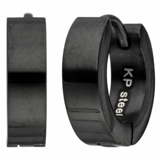 Creolen Edelstahl mit schwarzem Lacküberzug schwarz 13,3 mm