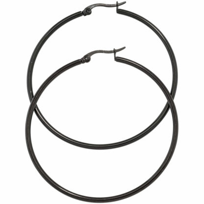 Creolen rund Edelstahl PVD schwarz 54,4 mm Durchmesser
