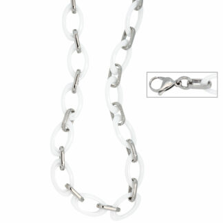 Gliederkette Edelstahl/Keramik weiß 47 cm