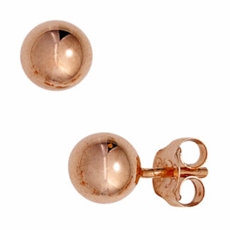 Kugel-Ohrstecker 925 Silber/rotvergoldet 6 mm