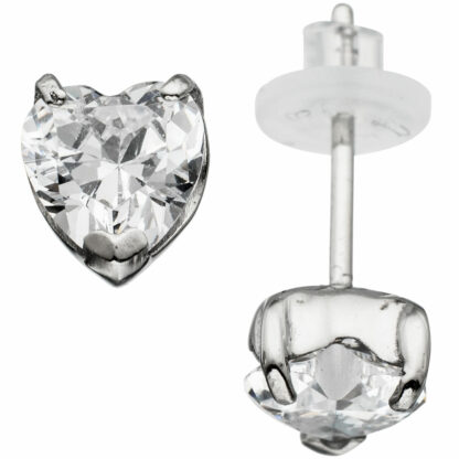 Ohrstecker "Herz" Edelstahl mit Zirkonia weiß