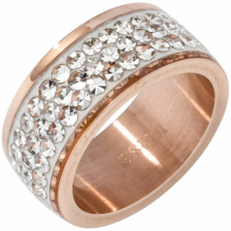 Ring Edelstahl/PVD rotgoldfarben mit SWAROVSKI ELEMENTS weiß