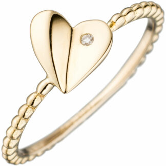 Ring "Herz" 585 Gelbgold mit Brillant