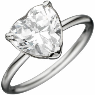 Ring "Herz" Edelstahl mit Zirkonia weiß