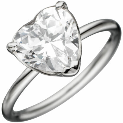 Ring "Herz" Edelstahl mit Zirkonia weiß