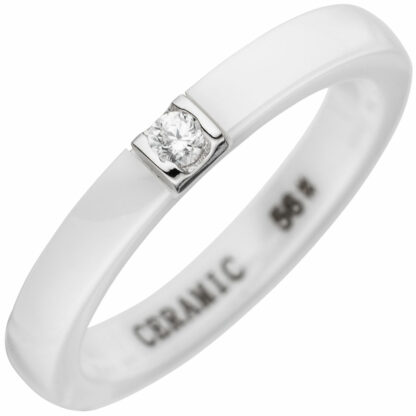Ring Keramik weiß, 925 Silber mit Zirkonia weiß