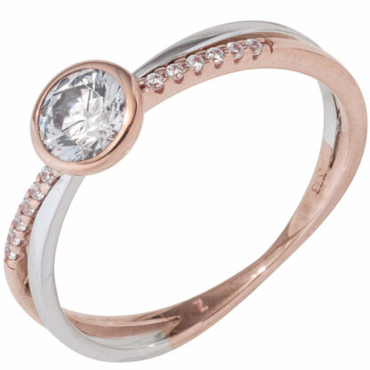 Ring 333 Rot-/Weißgold mit Zirkonia weiß