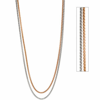 Venezianerkette 2-reihig 925 Silber/teilrotvergoldet 70 cm